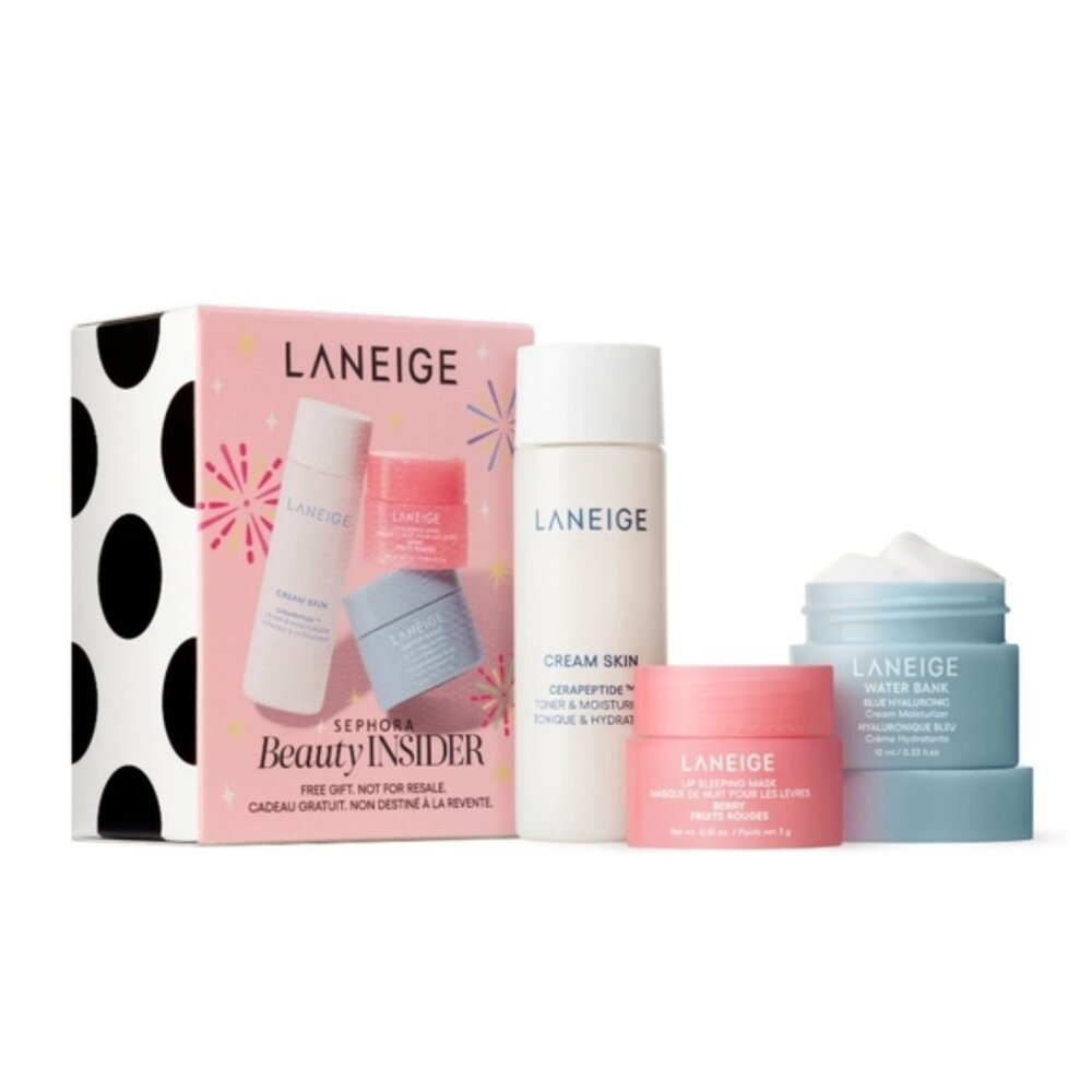 NWT LANEIGE 3 piece set Lip Sleeping Mask, Water Bank, Creamskin Toner